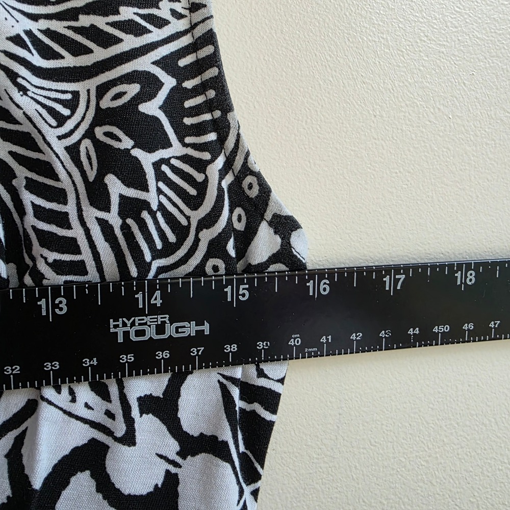 Fashion Bug VTG Y2K Black White Floral Paisley Smocked Empire Ruffle Midi Dress - Picture 5 of 8